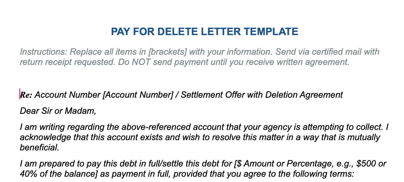 Pay-to-Delete Letter Template